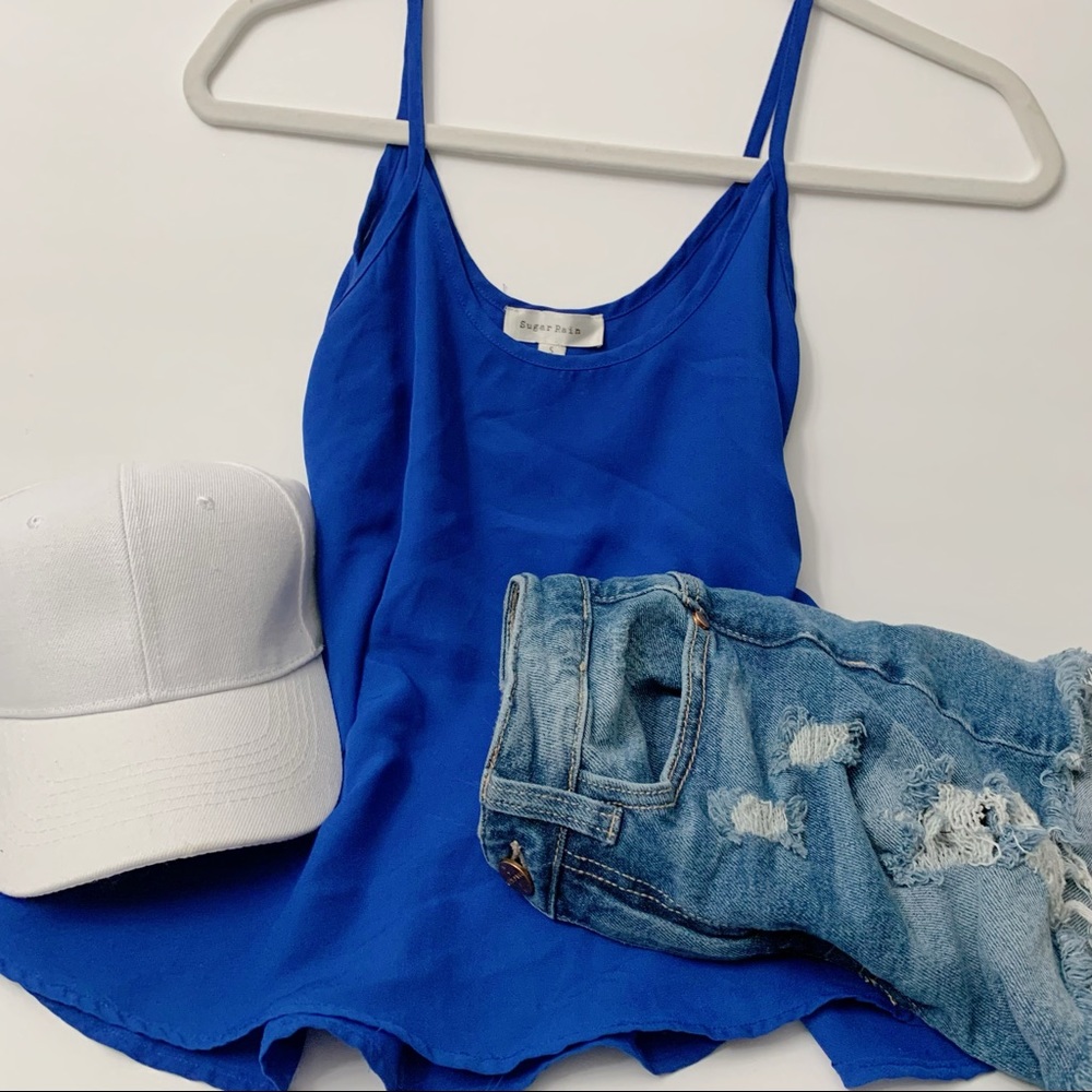 Sugar Rain Royal Blue Tank Top Blouse